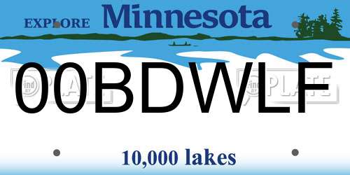 00BDWLF Minnesota License Plate