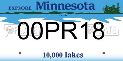 00PR18 Minnesota License Plate