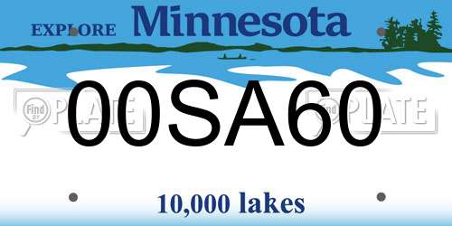 00SA60 Minnesota License Plate