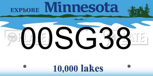 00SG38 Minnesota License Plate