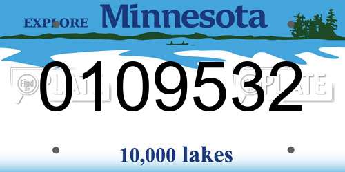 0109532 Minnesota License Plate