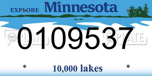 0109537 Minnesota License Plate