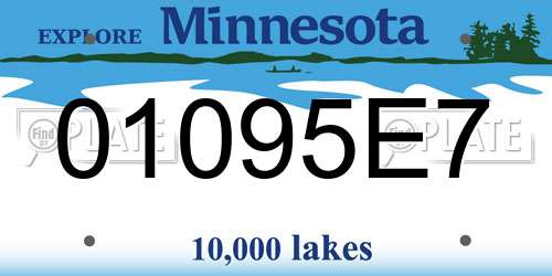 01095E7 Minnesota License Plate