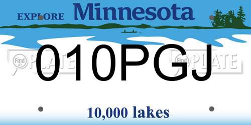 010PGJ Minnesota License Plate