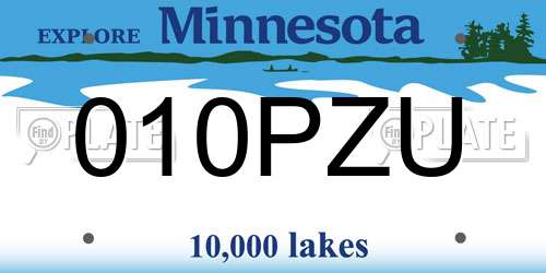 010PZU Minnesota License Plate