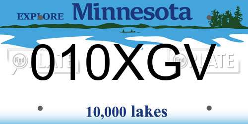010XGV Minnesota License Plate