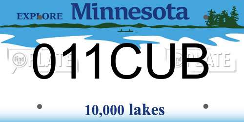 011CUB Minnesota License Plate