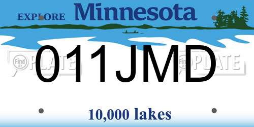 011JMD Minnesota License Plate