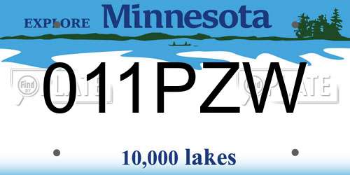 011PZW Minnesota License Plate