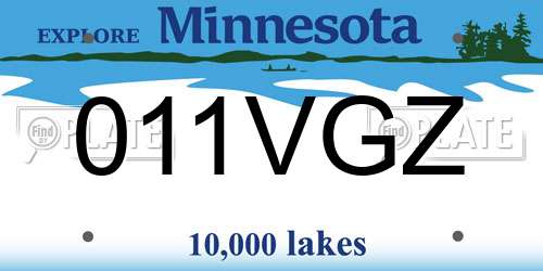 011VGZ Minnesota License Plate
