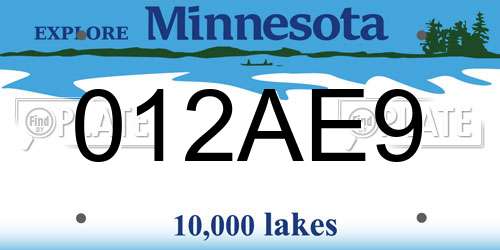 012AE9 Minnesota License Plate