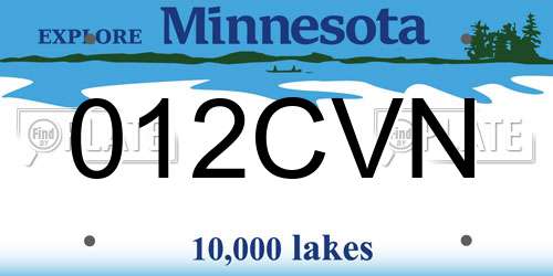 012CVN Minnesota License Plate