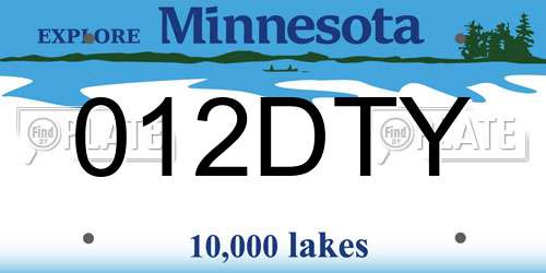 012DTY Minnesota License Plate