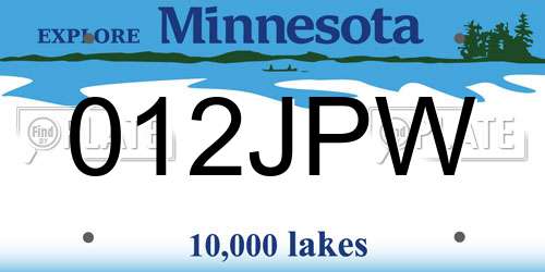 012JPW Minnesota License Plate