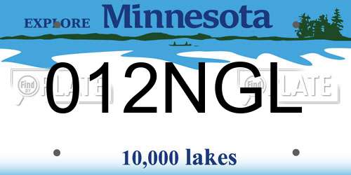 012NGL Minnesota License Plate