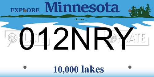 012NRY Minnesota License Plate