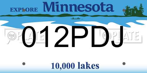 012PDJ Minnesota License Plate