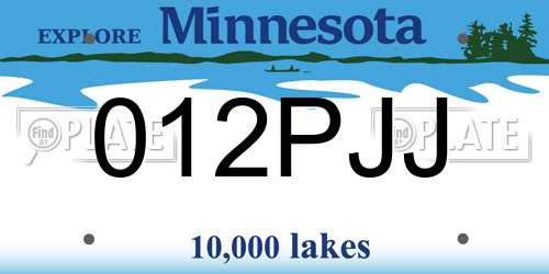 012PJJ Minnesota License Plate