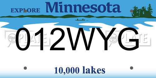 012WYG Minnesota License Plate