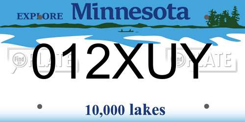 012XUY Minnesota License Plate