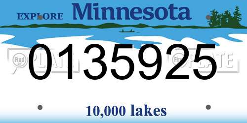 0135925 Minnesota License Plate