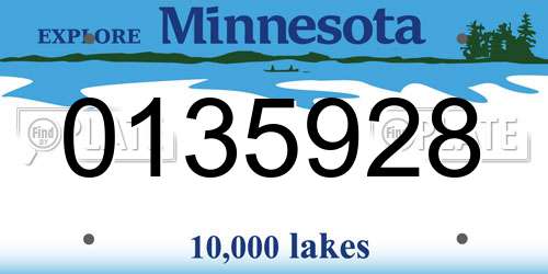 0135928 Minnesota License Plate