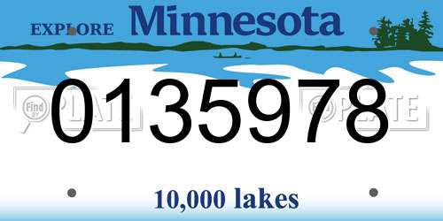 0135978 Minnesota License Plate
