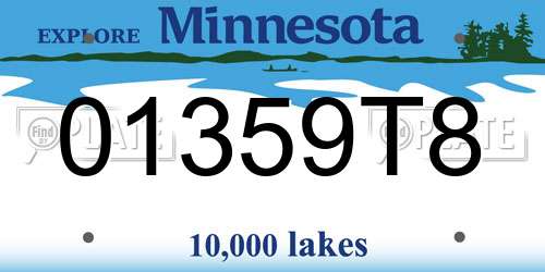 01359T8 Minnesota License Plate