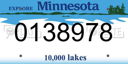 0138978 Minnesota License Plate