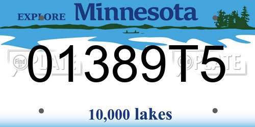 01389T5 Minnesota License Plate