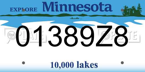01389Z8 Minnesota License Plate
