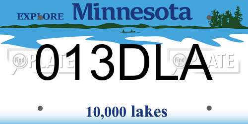 013DLA Minnesota License Plate