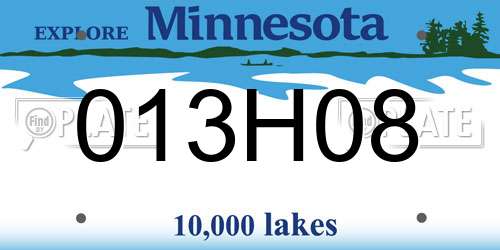 013H08 Minnesota License Plate