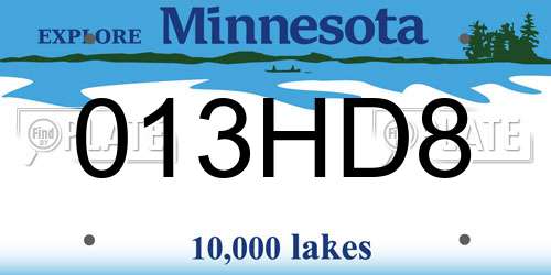 013HD8 Minnesota License Plate