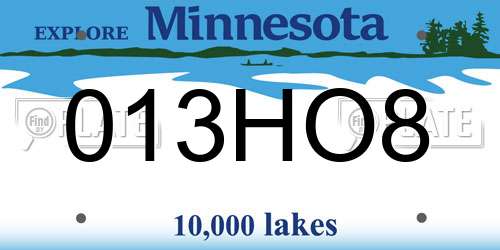 013HO8 Minnesota License Plate