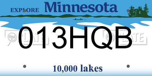 013HQB Minnesota License Plate
