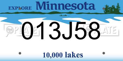 013J58 Minnesota License Plate