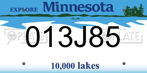 013J85 Minnesota License Plate