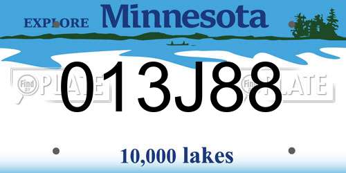 013J88 Minnesota License Plate