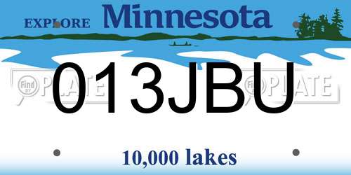 013JBU Minnesota License Plate