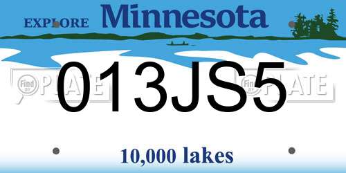 013JS5 Minnesota License Plate