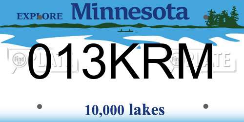 013KRM Minnesota License Plate