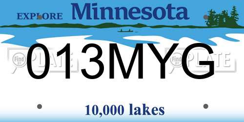 013MYG Minnesota License Plate