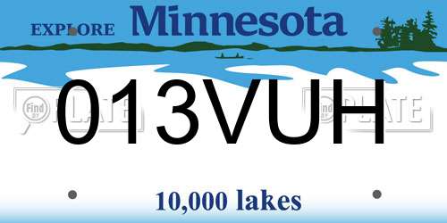 013VUH Minnesota License Plate
