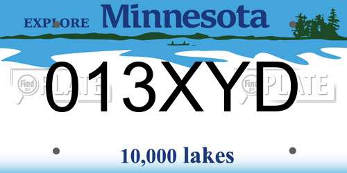 013XYD Minnesota License Plate