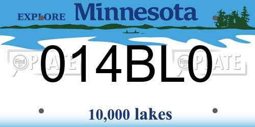 014BL0 Minnesota License Plate