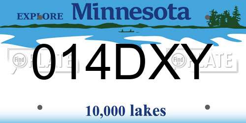 014DXY Minnesota License Plate