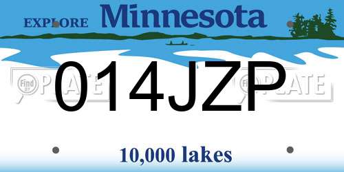 014JZP Minnesota License Plate