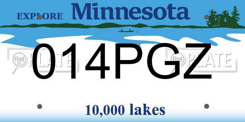 014PGZ Minnesota License Plate