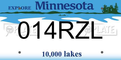 014RZL Minnesota License Plate